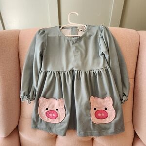 Sweet Southern Smock 4t Pig Dress smocked farm animal short style long sleeves